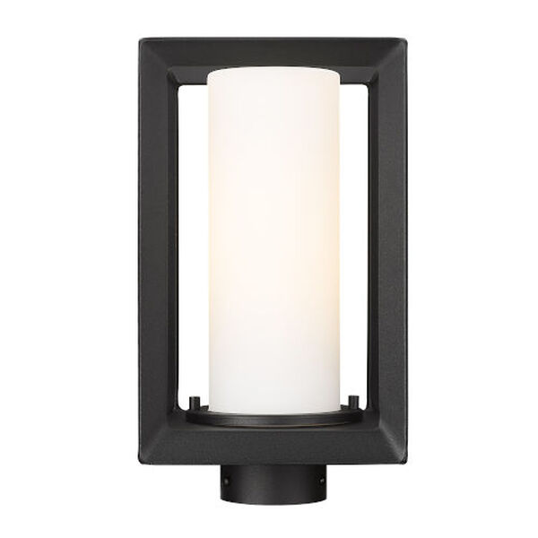 Smyth Natural Black One-Light Outdoor Post Mount with Opal Glass Shade, image 1